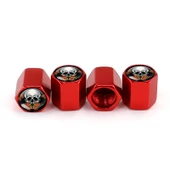 4lü Kafatası Metal Araba Lastik Valf Kapağı Kırmızı Alüminyum Alaşım Evrensel - 2