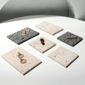 2 Parça Mağara Taşı Takı Çekim Aksesuarı Takı Sergi Standı Bej 10x10cm - 5