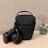 Moda Su Geçirmez Üçgen Kamera Çantası Siyah Naylon - 5