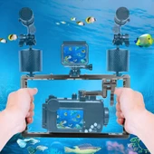 Dalgıç Çift El Tutamağı Braketi Stabilizatör Uzatma Telefon Kelepçesi Kamera Kafesi Siyah GoPro HERO9 8 7 Uyumlu - 7
