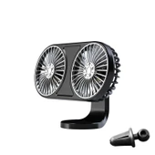 F211 Çift Başlıklı Ledli Elektrikli Araç Mini Fan - Siyah - USB - 1