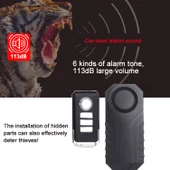 KS-SF22R IP55 Su Geçirmez Kablosuz 113dB Titreşimli Hırsız Sensörü Alarm Kumandalı Araç Bisiklet Elektrikli Bisiklet - 7