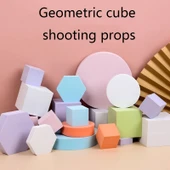 8li Farklı Boyutlarda Geometrik Küp Fotoğraf Çekim Köpük Dekor - Açık Pembe - 3