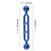 PULUZ 7.0 inç 17.7 cm Alüminyum Alaşımlı Çift Toplu Kol Mavi 25 mm Top Çapı - 2