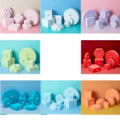8li Farklı Boyutlarda Geometrik Küp Fotoğraf Çekim Köpük Dekor - Açık Pembe - 2