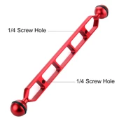 PULUZ 27.9cm Kırmızı Alüminyum Alaşımlı Çift Top Kollu Dalış Aparatı 25mm Top Çapı - 3