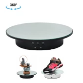 20cm USB Elektrikli Döner Tabla Siyah Ayna Yük Kapasitesi 8kg - 1