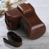 Samsung NX300 Uyumlu Kahverengi PU Deri Kamera Çantası ve Askı - 3