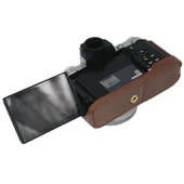 Nikon Z fc İçin 1 4 İnç Dişli Kahverengi PU Deri Yarım Kamera Kılıfı - 6