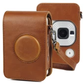 FUJIFILM Instax Mini Liplay Uyumlu Kahverengi Retro PU Deri Kamera Çantası ve Askı - 1