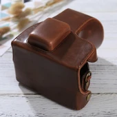 Samsung NX300 Uyumlu Kahverengi PU Deri Kamera Çantası ve Askı - 4