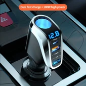 Ozio DY48TC 188W Çift Portlu Çok Fonksiyonlu Araç Şarj Cihazı Type-C ve USB Gümüş - 6