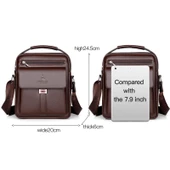 WEIXIER D244 Erkek Omuz Çantası Siyah Büyük Kapasiteli İş ve Retro Postacı Çantası - 3