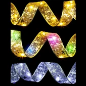10 Metre 100 LED 8 Fonksiyonlu Uzaktan Kumandalı Altın Sıcak Beyaz Bronzing Kurdele Işıklar - 2