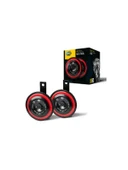 KORNA,12V,KIRMIZI/SIYAH,ELEKTRIKLI,335HZ,400HZ,115DB,DUSUK SES,YUKSEK SES,UN4ERSAL - 1