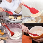 Mutfak Silikon Krema Kek Spatulası Karıştırma Kazıyıcı Fırça Tereyağı Mikser Fırçası Pembe - 7