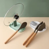 5 Parça Mutfak Spatula Tencere Kapak Rafı Plastik Saklama Düzeni - 1