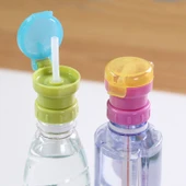 Çocuk Taşınabilir Şişe İçecek Pipeti Mavi Taşma ve Ezilme Önleyici Yedek Kapak - 8
