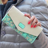 Moda Bayan Deri Clutch Çanta Uzun Karikatür Cüzdan Karpuz Kırmızısı - 5