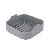 Hava Fritözü Silikon Izgara Tavası Aksesuarı Kare 20.5 cm Gri - 1
