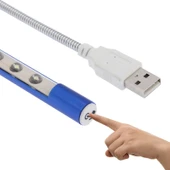 Taşınabilir Dokunmatik Anahtarlı USB LED Lamba 10 LED 1W Beyaz Işık Mavi - 4