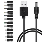 12 in 1 Çok Fonksiyonlu DC Güç Kablosu USB Şarj Kablosu Siyah - 1