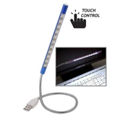 Taşınabilir Dokunmatik Anahtarlı USB LED Lamba 10 LED 1W Beyaz Işık Mavi - 1