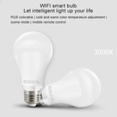 E27 10W Renk Değiştiren WiFi Akıllı LED Ampul 14 LED 3000K RGB 1050 Lümen Alexa ve Google Home Uyumlu AC 230V - 4
