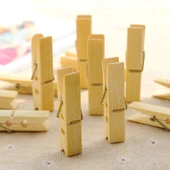100 Adet Çok Fonksiyonlu Mini Bambu Mandal Çamaşır Askısı Klipsi - 2