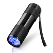 Mini 9 LEDli 395nm Morötesi Işın Tespit Feneri Siyah - 1