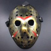 Halloween Parti Kalınlaştırılmış Jason Maskesi Altın Renk - 2