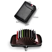 KB155 Antimagnetik RFID Fermuarlı Deri Büyük Kapasiteli Kartlık Cüzdan Siyah - 4