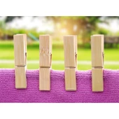 100 Adet Çok Fonksiyonlu Mini Bambu Mandal Çamaşır Askısı Klipsi - 12