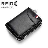 KB155 Antimagnetik RFID Fermuarlı Deri Büyük Kapasiteli Kartlık Cüzdan Siyah - 1
