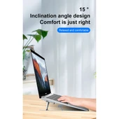 2 Adet Evrensel Yapışkanlı Kalkan Şekilli Katlanabilir Laptop Standı Gri BJ01 Model - 7