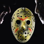 Halloween Parti Kalınlaştırılmış Jason Maskesi Altın Renk - 1
