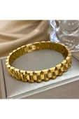 Stainless Steel 316l Çelik GOLD Renk Paslanmaz Zincir Model Erkek Bileklik 21CM - 2
