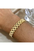 Stainless Steel 316l Çelik GOLD Renk Paslanmaz Zincir Model Erkek Bileklik 21CM - 1