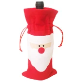 3 Parça Noel Baba Desenli Yılbaşı Şampanya Şişesi Kılıfı Peluş Masa Süsü - 1