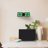 Çok Fonksiyonlu Büyük 3D LED Dijital Duvar Alarm Saati Yeşil - 1