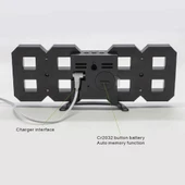 Çok Fonksiyonlu Büyük 3D LED Dijital Duvar Alarm Saati Yeşil - 5
