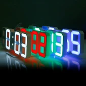Çok Fonksiyonlu Büyük 3D LED Dijital Duvar Alarm Saati Yeşil - 10