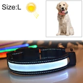 Orta ve Büyük Köpek Güneş Enerjili USB Şarjlı Beyaz LED Işıklı Boyun Tasması 50-60cm - 1