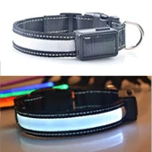Orta ve Büyük Köpek Güneş Enerjili USB Şarjlı Beyaz LED Işıklı Boyun Tasması 50-60cm - 2