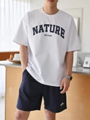 Erkek Tişört Baskılı Oversize T-shirt Pamuklu Tişört NATURE-OVERSİZE - 1