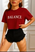Kadın Tişört Crop Tişört Baskılı Fit Tişört BALANCE-TİŞÖRT - 7