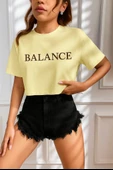 Kadın Tişört Crop Tişört Baskılı Fit Tişört BALANCE-TİŞÖRT - 3