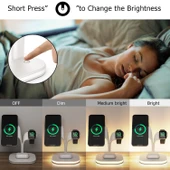 YM UD22 15W 5 in 1 Manyetik Kablosuz Şarj Cihazı Stand Fonksiyonlu Beyaz - 8