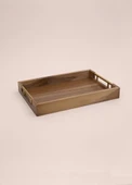 The Mia Natura Akasya Metal Kulplu Tepsi Gold 38x26x5 Cm NTR0044 - 4