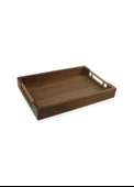 The Mia Natura Akasya Metal Kulplu Tepsi Gold 38x26x5 Cm NTR0044 - 2